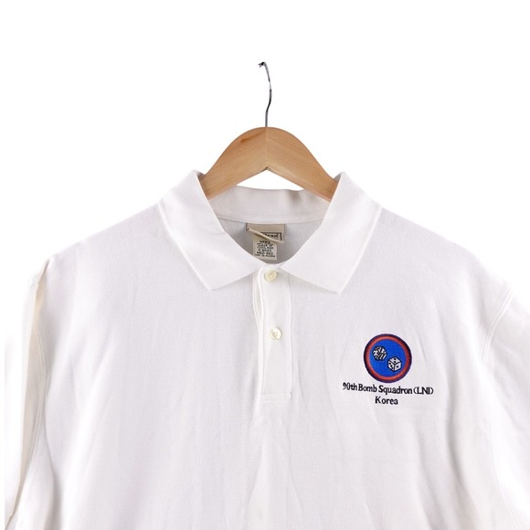 LL Bean Other - LL Bean Mens M White B-26 90th Bomb Squadron Korea Polo Shirt‎ Short Sleeve